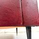 Vintage burgundy armchair, compass base in black metal and brass