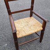 Fauteuil enfant en bois et paille