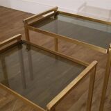 Italian nesting tables in brass and glass, 1970