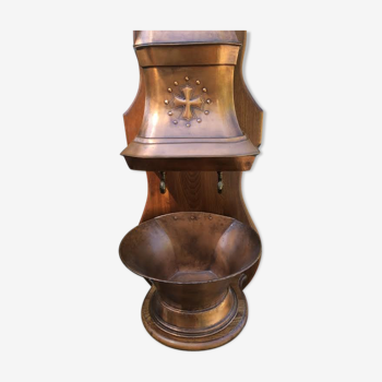 Fontaine en cuivre avec support bois