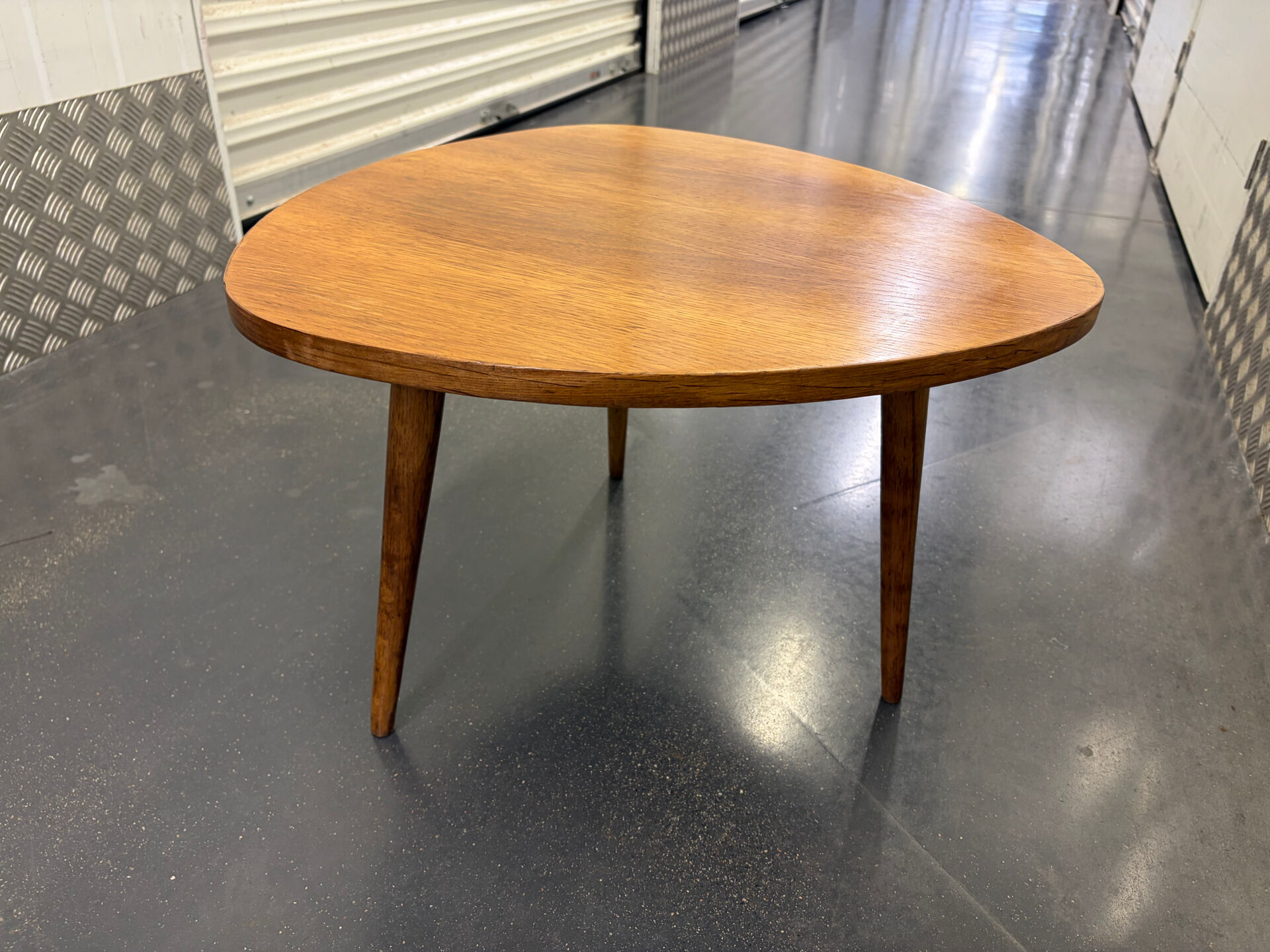 1950s natural oak tripod coffee table