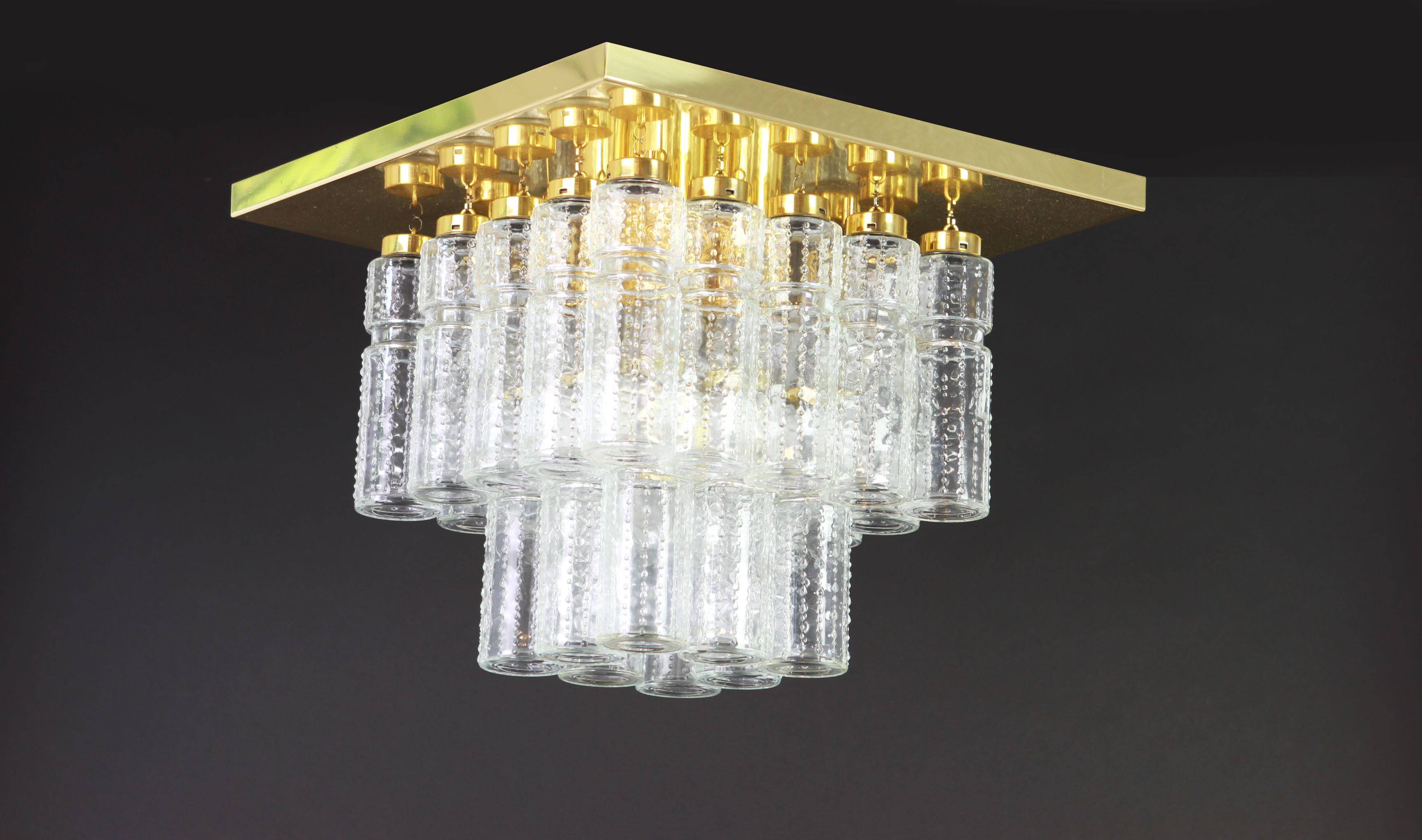 Crystal Glass and Brass Chandelier by Limburg, Germany, 1960s