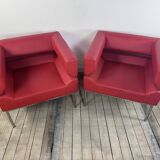 Vintage 1970s round metal and smoked glass table