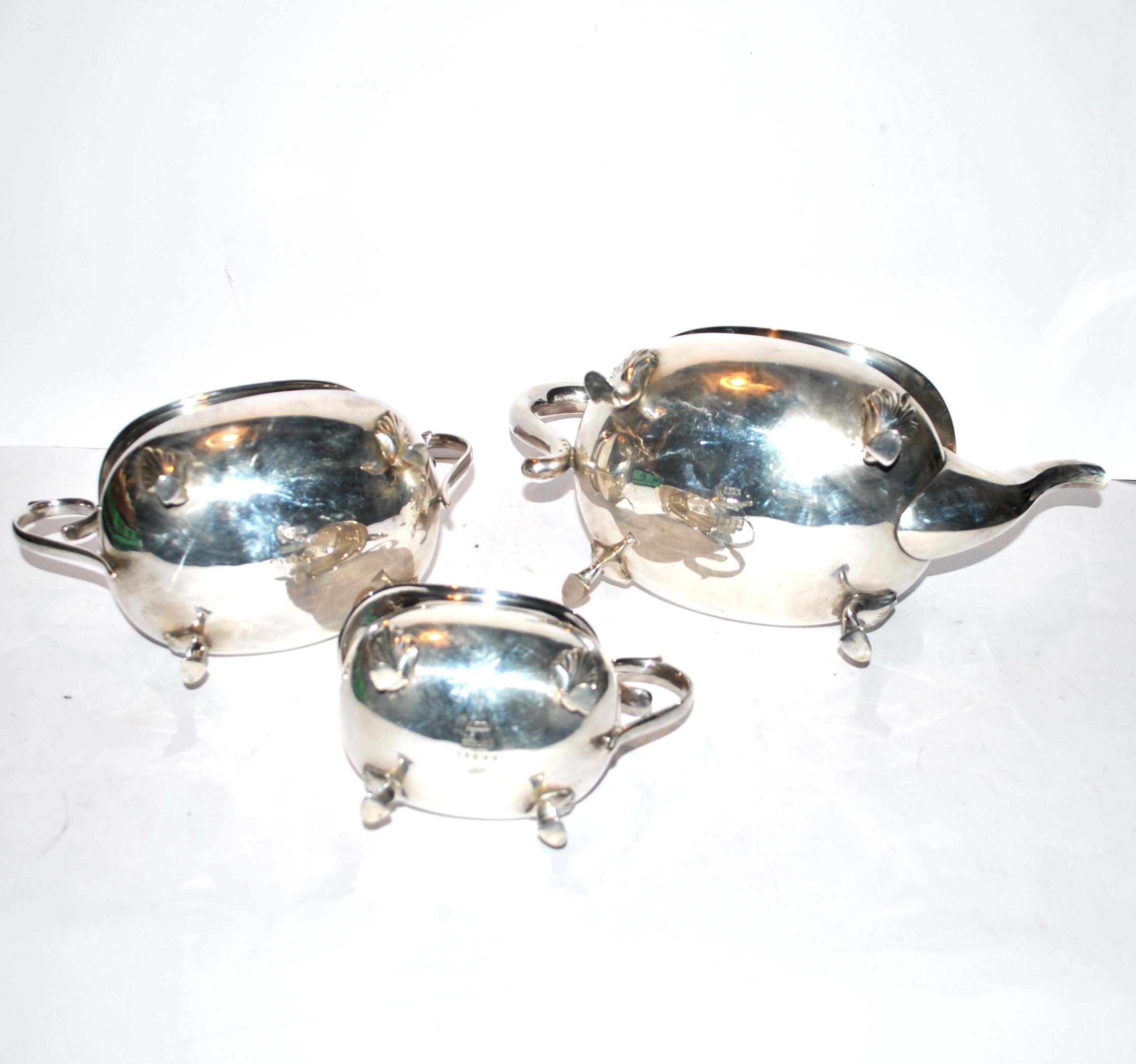 English Hard Soldered Silver Metal Tea Set - Goldsmith JB Chatterley 1900