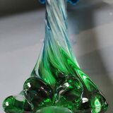 Flower-shaped soliflore vase. In blown Art glass. Handmade. High 30 cm