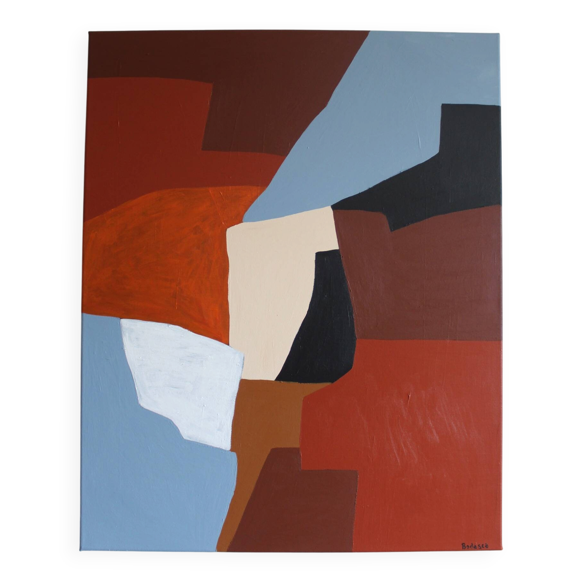 Stretched canvas painting "Fragments of Balance" signed Bodasca