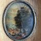 Antique oval miniature painting landscape signed Natali early 20th century