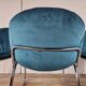 Four 1970s tubular chairs upholstered in blue velvet