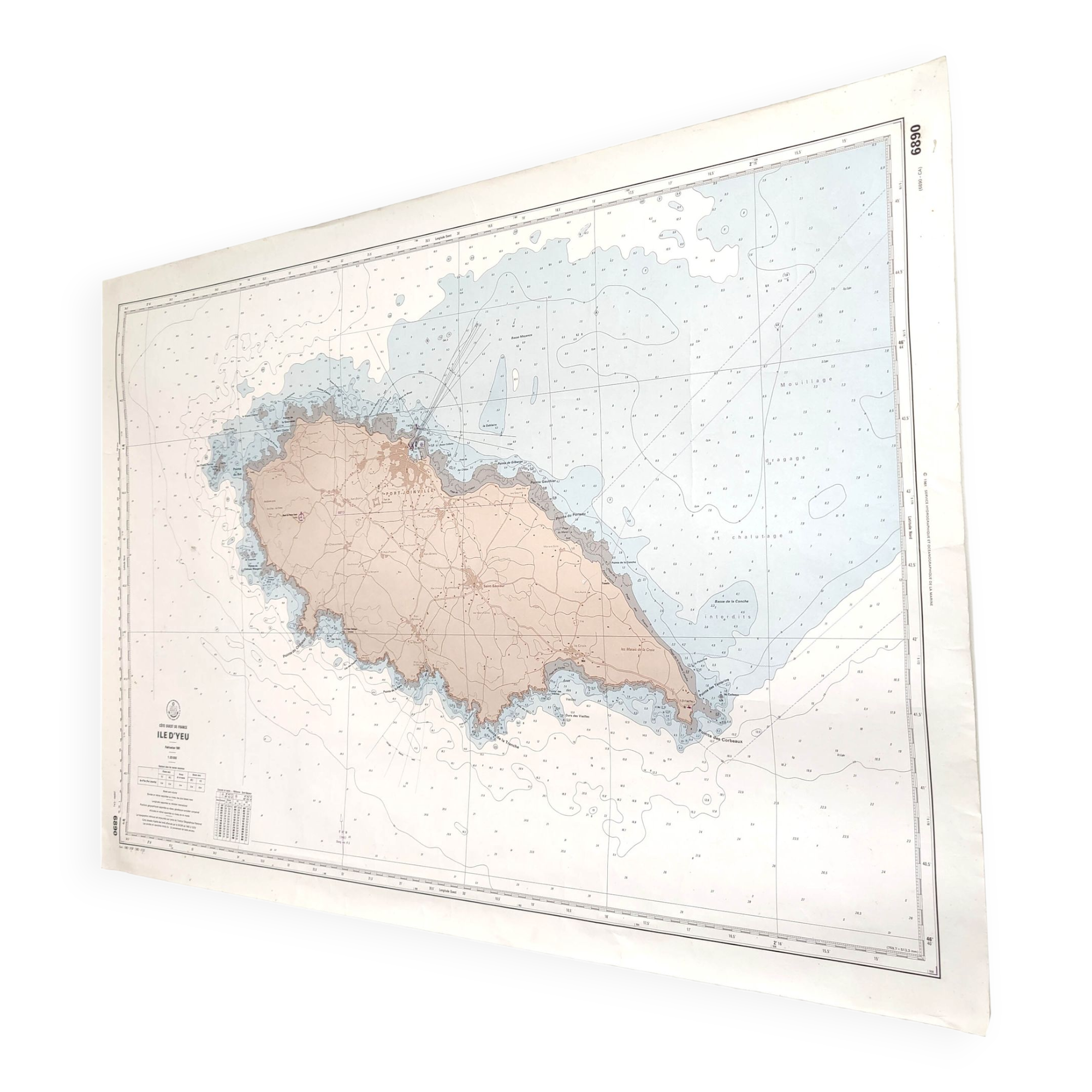 Vintage map Ile d'Yeu Vendée Pays de la Loire 1981