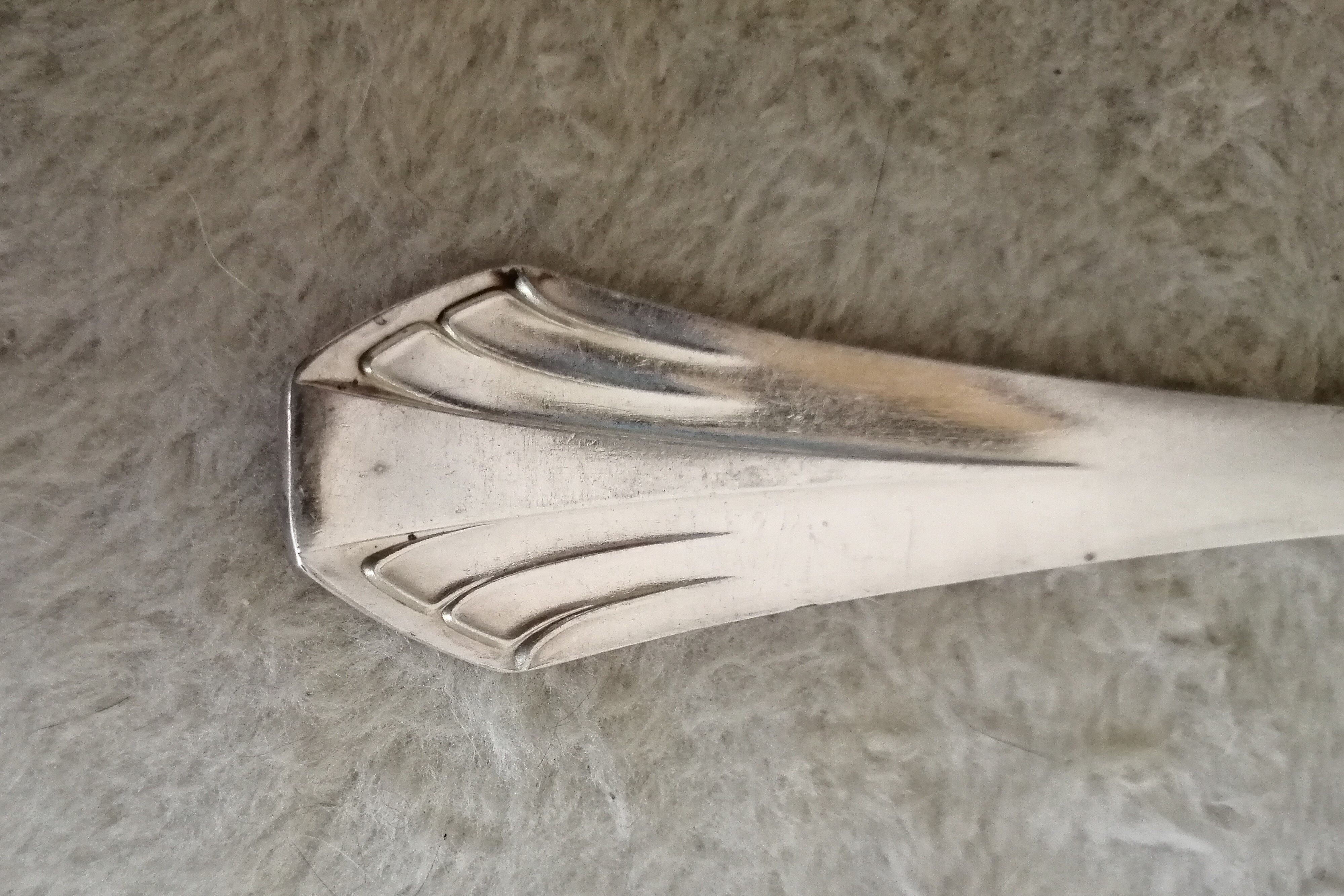 12 Art Deco silver metal bistro forks