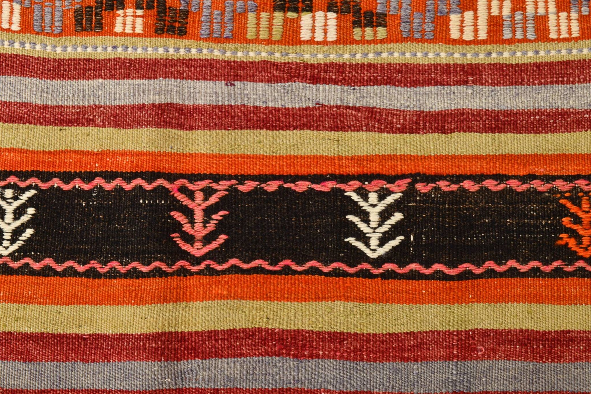 6x12 Soft Orange & Red Turkish Kilim Rug, 180x340Cm