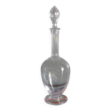 Antique carved crystal decanter - flat ribbed neck - early 20th
