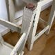 Pair of vintage cream stools in painted wood