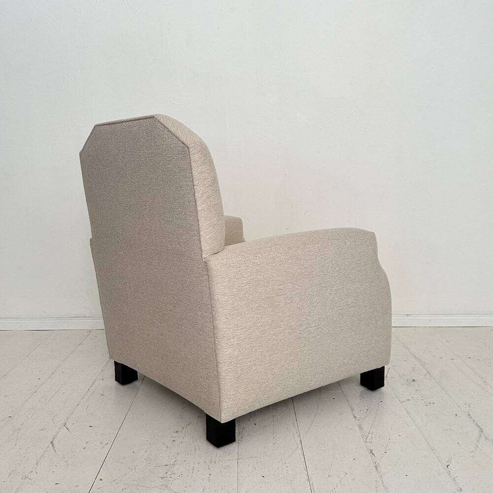 Vintage German Art Deco Armhair in White Fabric, 1920s