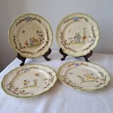 4 medium Moustiers Longchamp plates. Hand-painted by Al.Markoff.
