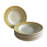 Assiettes creuses en Gien, création Primefleur, motif Caroline