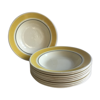 Soup plates in Gien, creation Primefleur pattern Caroline