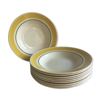 Assiettes creuses en Gien, création Primefleur, motif Caroline