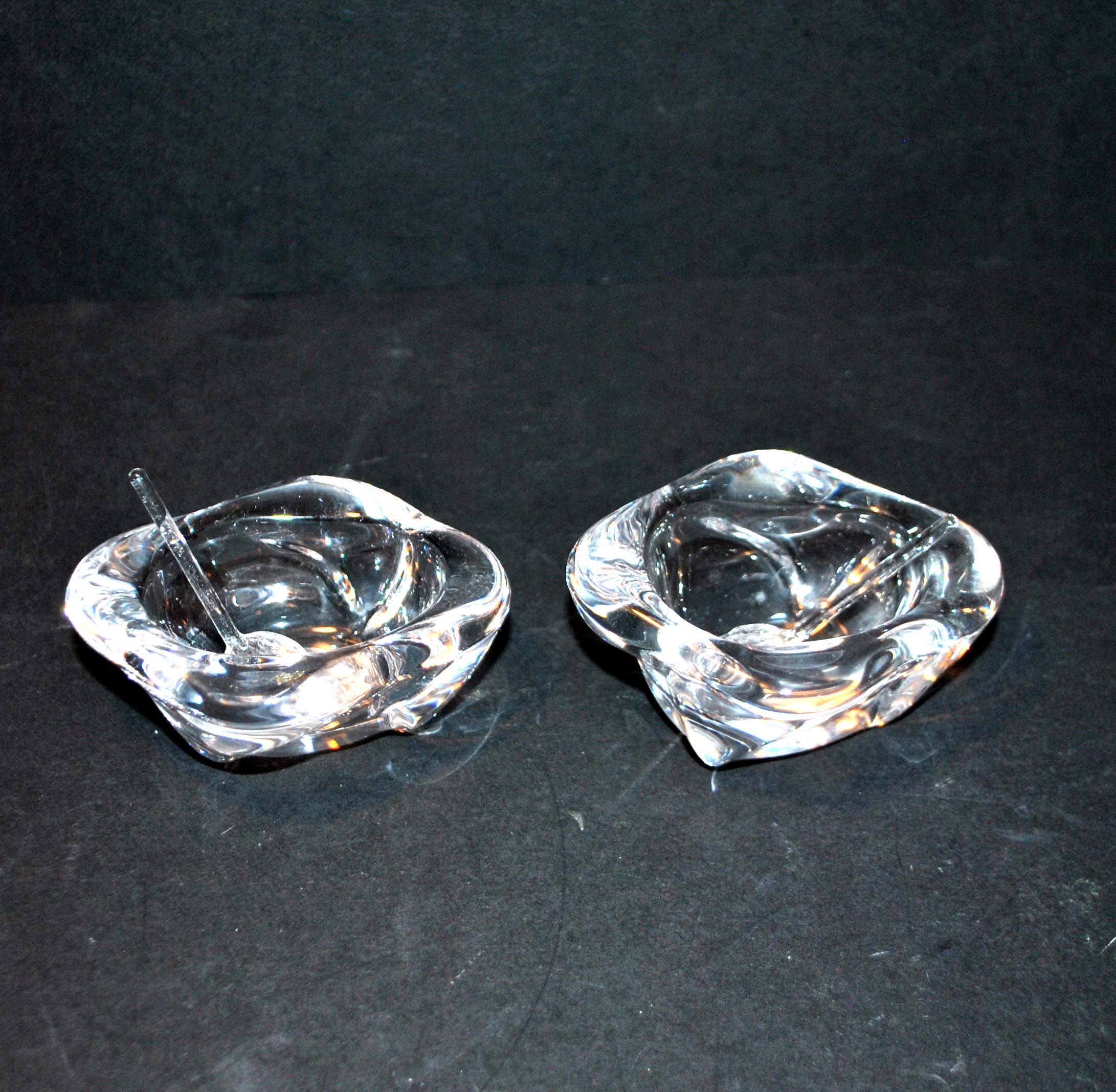 Vintage Bayel crystal salt shakers - Free-form Modernist design 1960