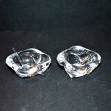 Vintage Bayel crystal salt shakers - Free-form Modernist design 1960
