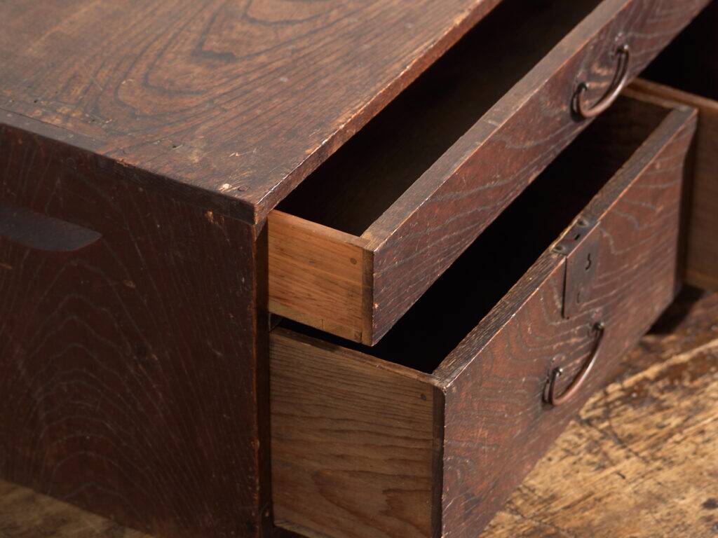 Small antique Japanese desk cabinet with three drawers – Meiji / Taishō period (c. 1890-1926)