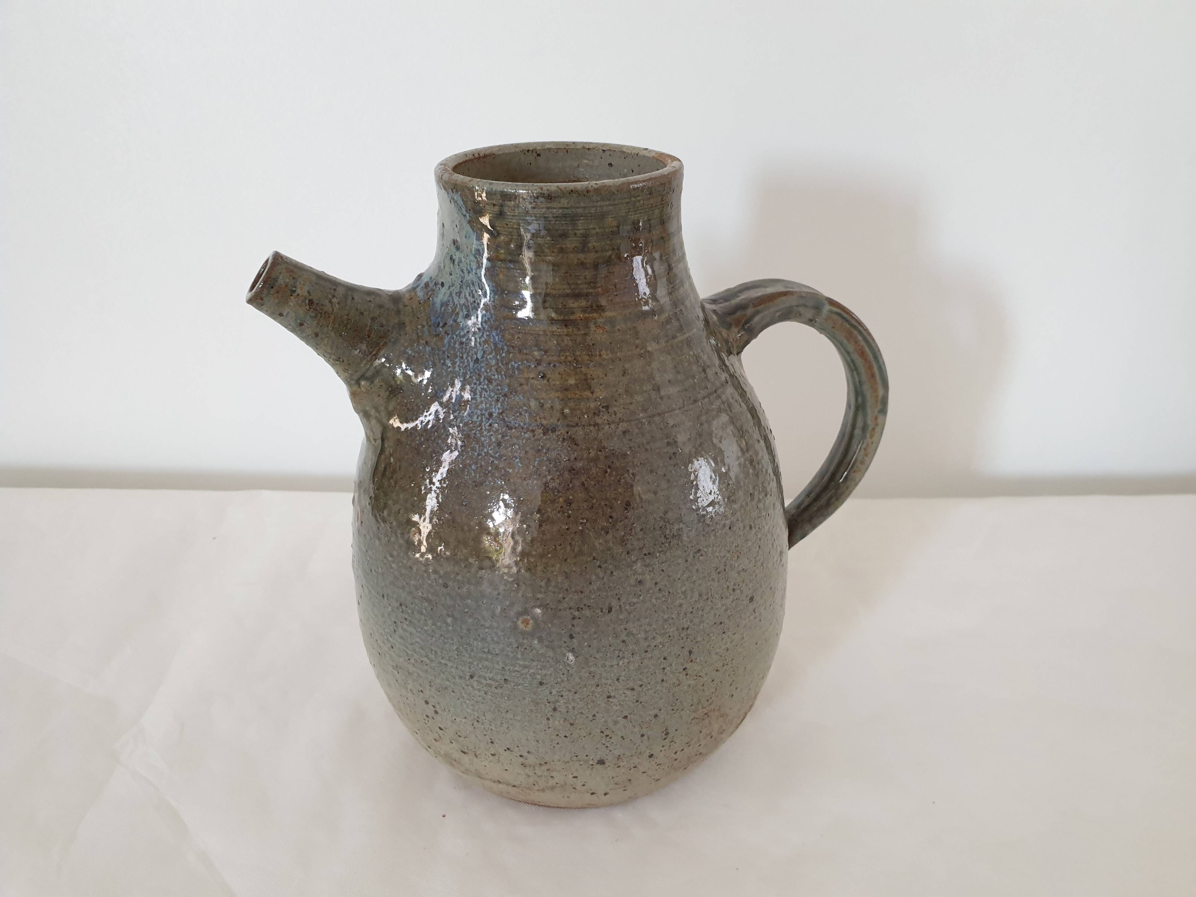 Ceramic pitcher signed Alain Prudhomme 19cm