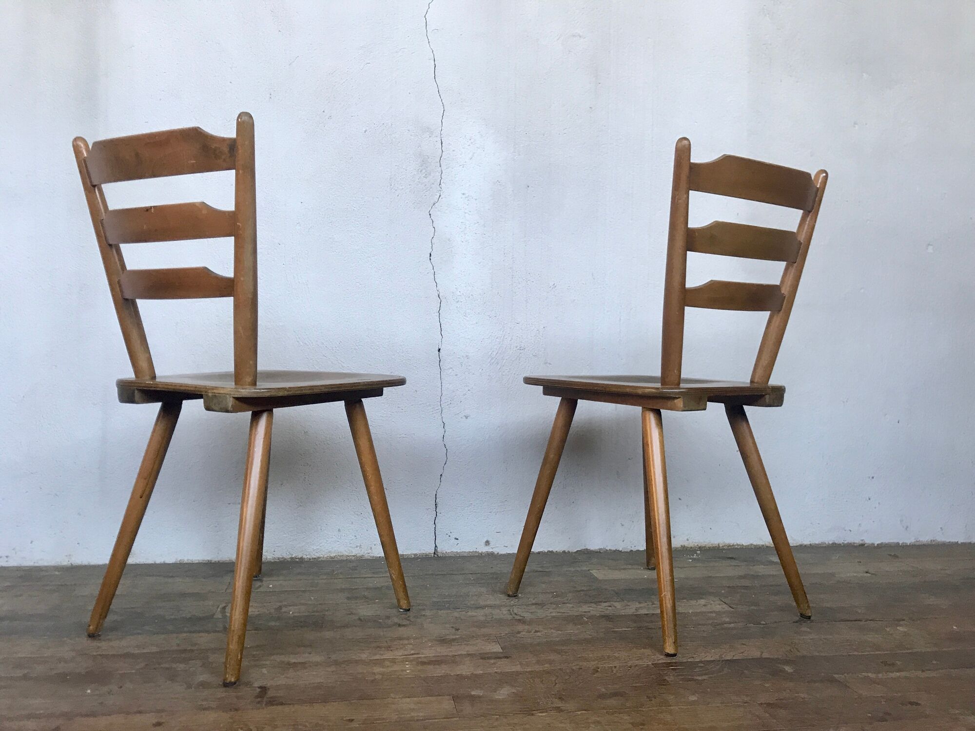 Series of 20 Scandinavian chairs or vintage wooden bistro