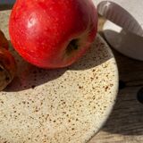 Standing cup in speckled enamelled sandstone brown beige