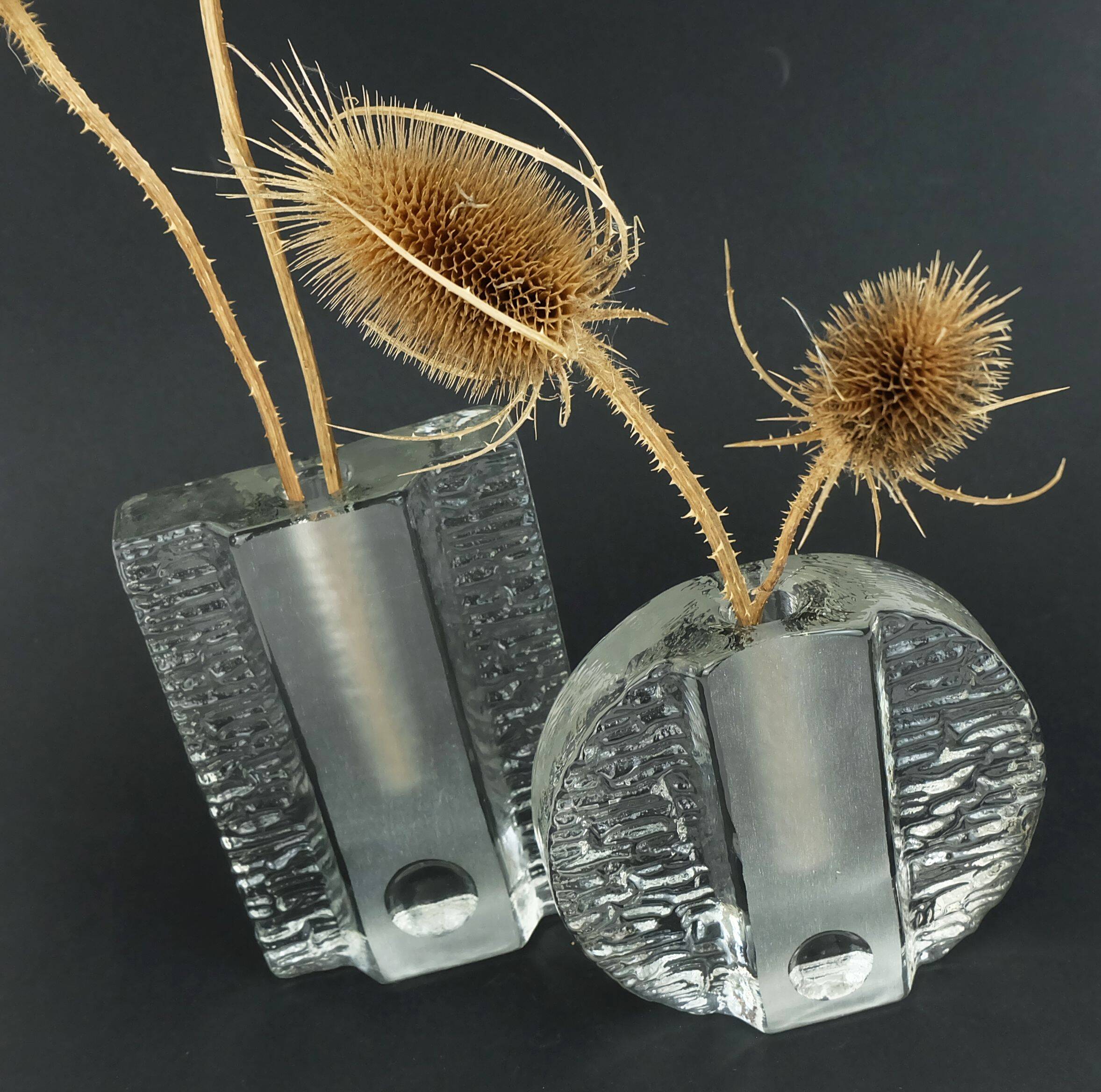 Set of 2 solifleur block vases walther glas 60s 70s op art arrangement vases