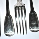 Sfam set of 6 table forks in silver metal chinon fillet 21.5cm