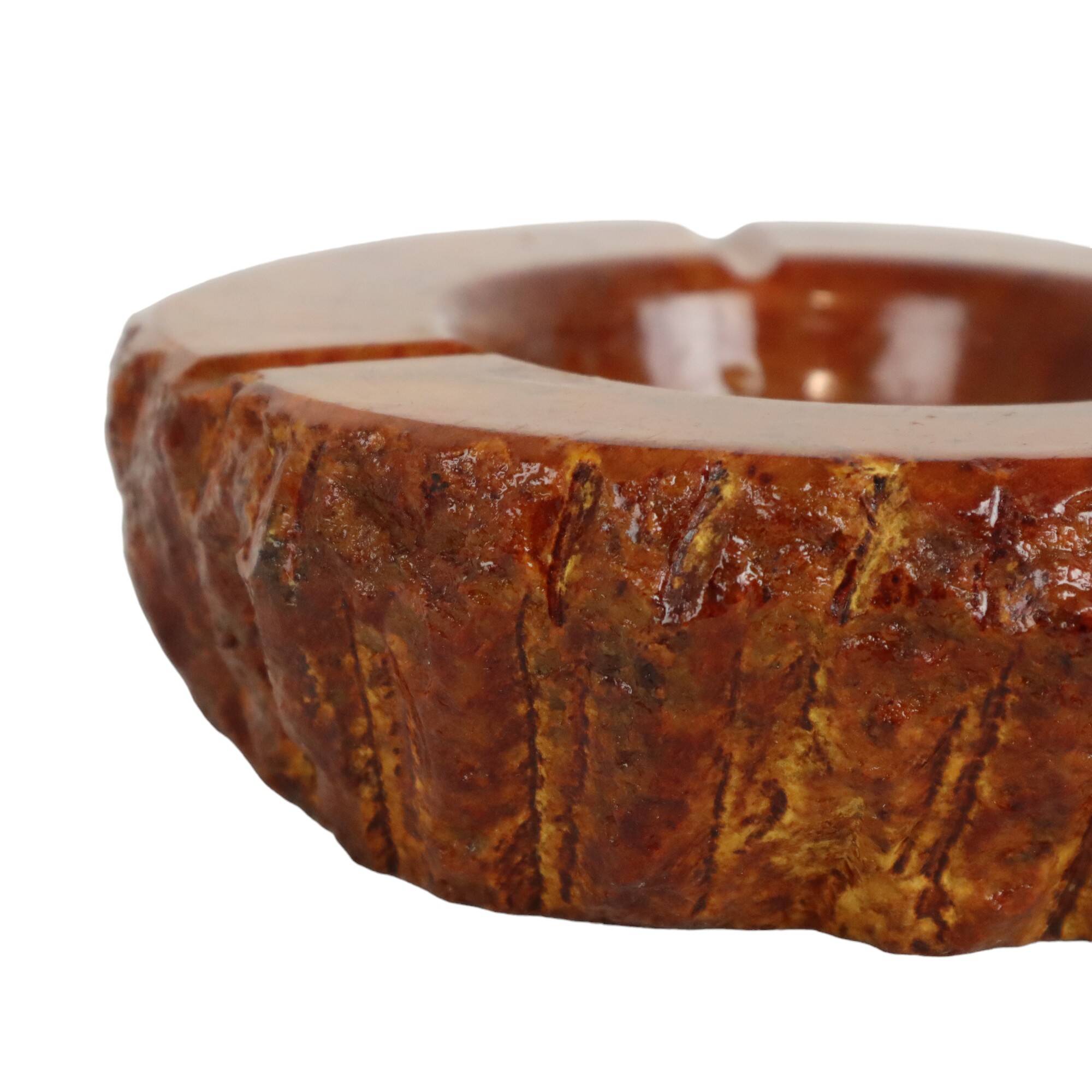 Italian Smoke Set Orange Hand Carved Alabaster Romano Bianchi 1960s