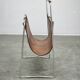 Italian Modernist Leather and Chrome Magazine Rack, 1980s
