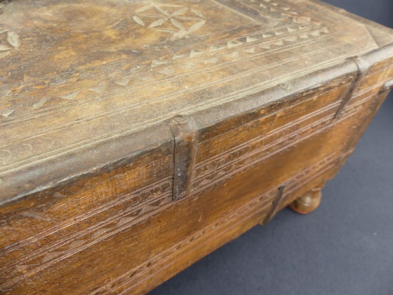 Old wedding chest in carved wood Nepal or India