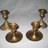 Batch of 2 pairs brass candlesticks