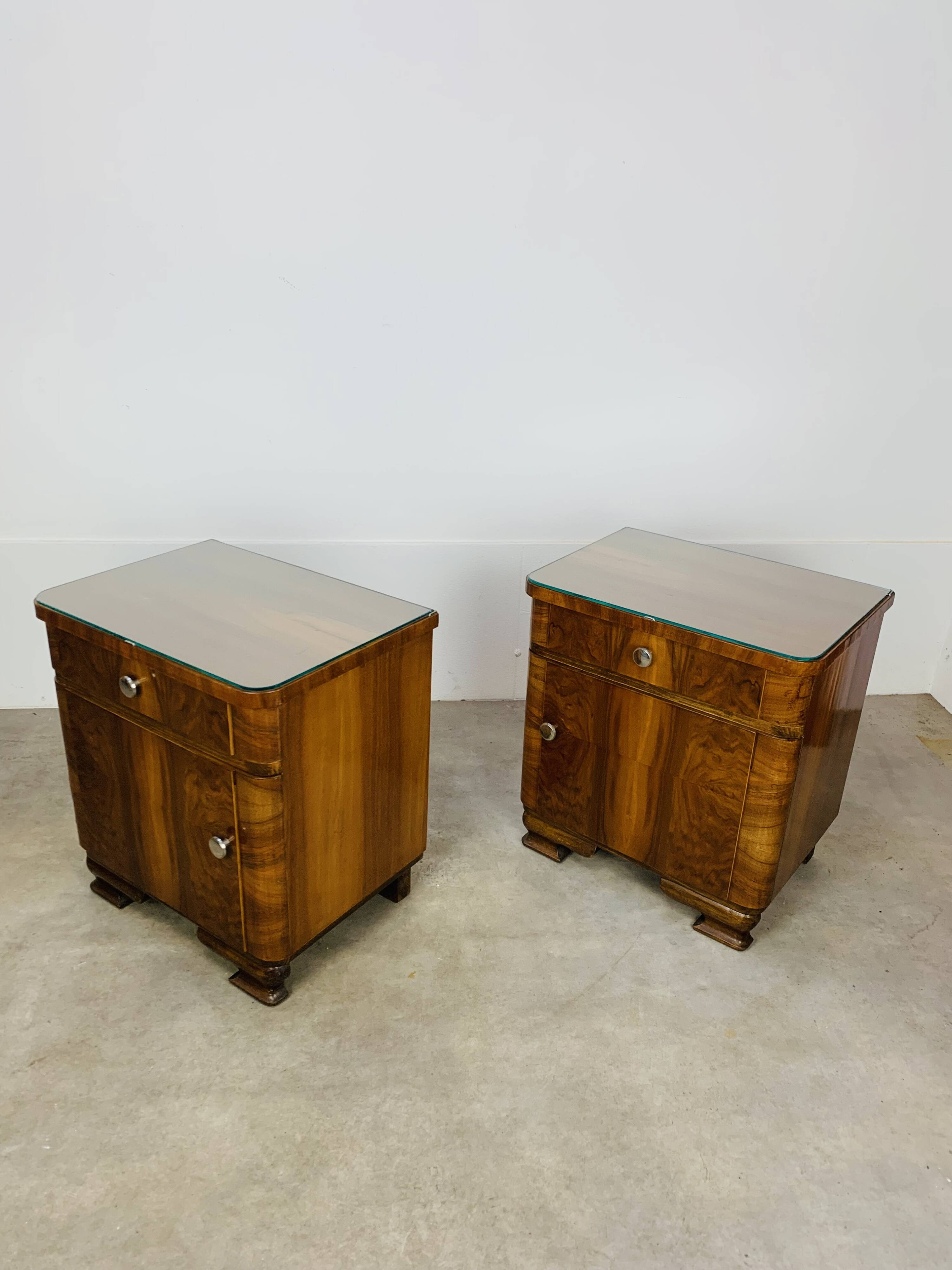 Pair of Art Deco bedside tables, 1930s