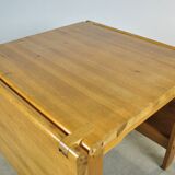 Vintage scandinavian pine drop-leaf dining table, edvin helseth, norway 70s