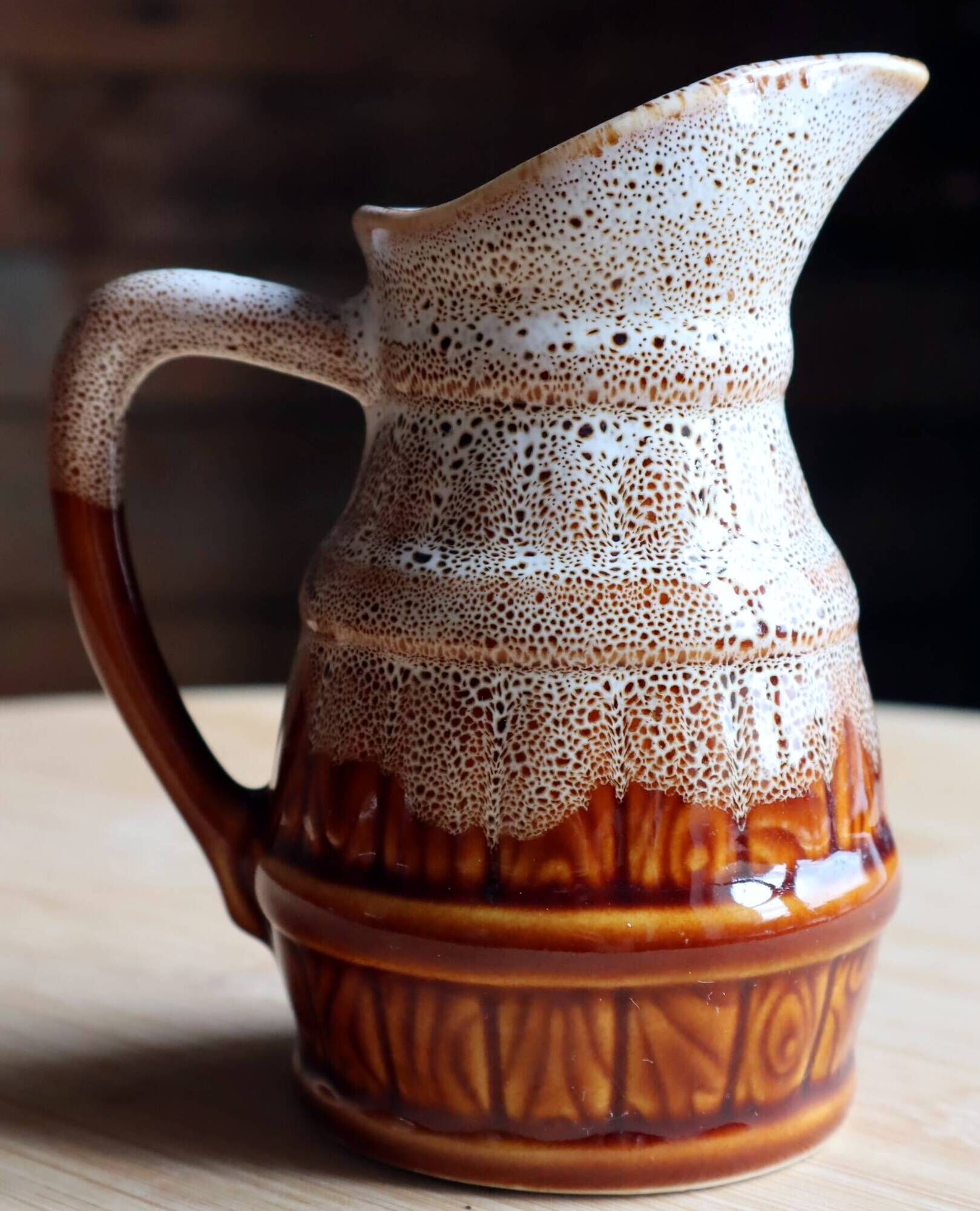 Vintage bistro pitcher Revol France D63 – Flamed ceramic "Tonneau Moussa"