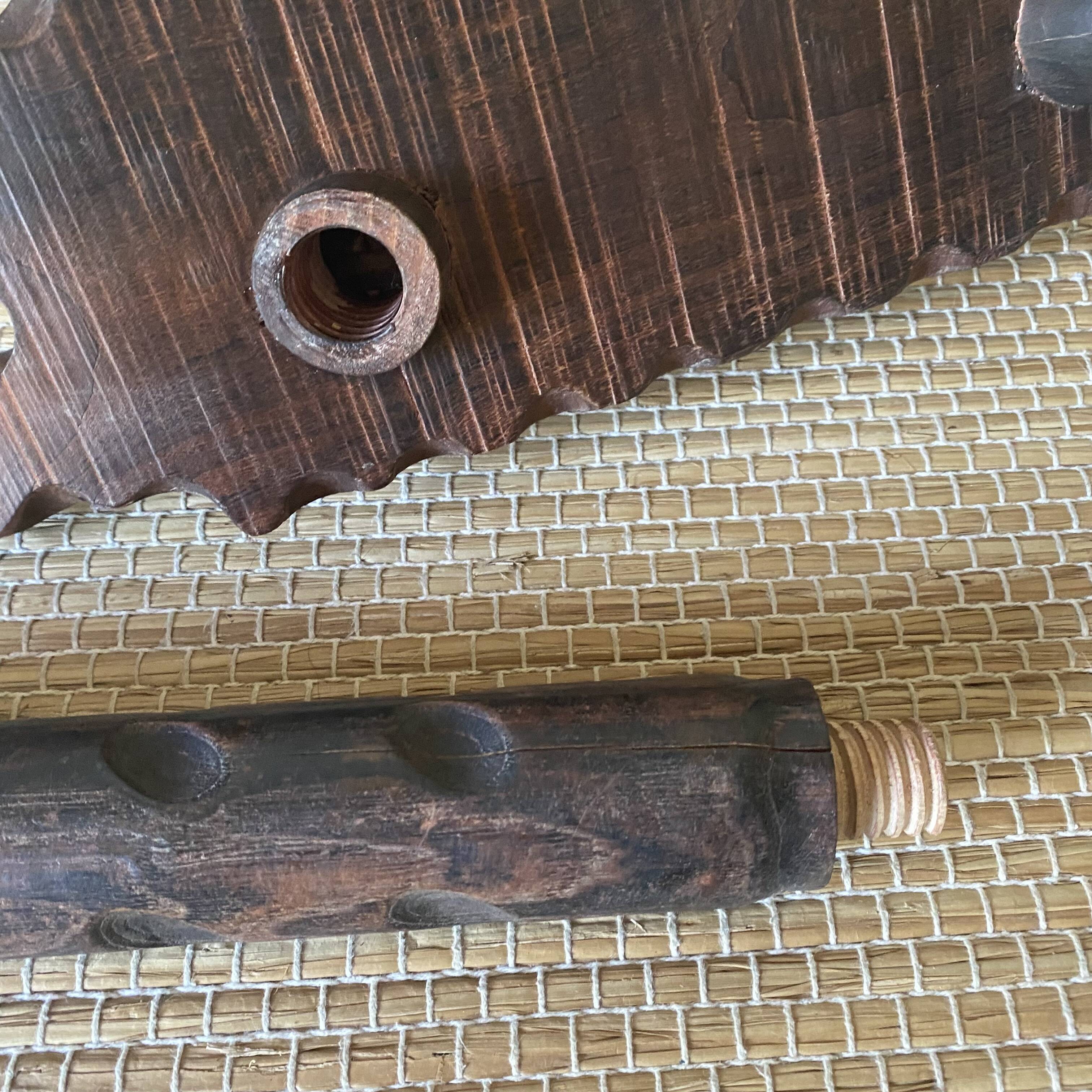 Vintage Spanish tripod chair in carved wood