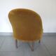 Yellow velvet padded toad armchair