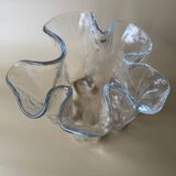 Sompex MCM vintage tissue vase: large clear textured glass