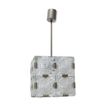 Pendentif en verre en forme de cube de Kamenický Šenov, années 1970