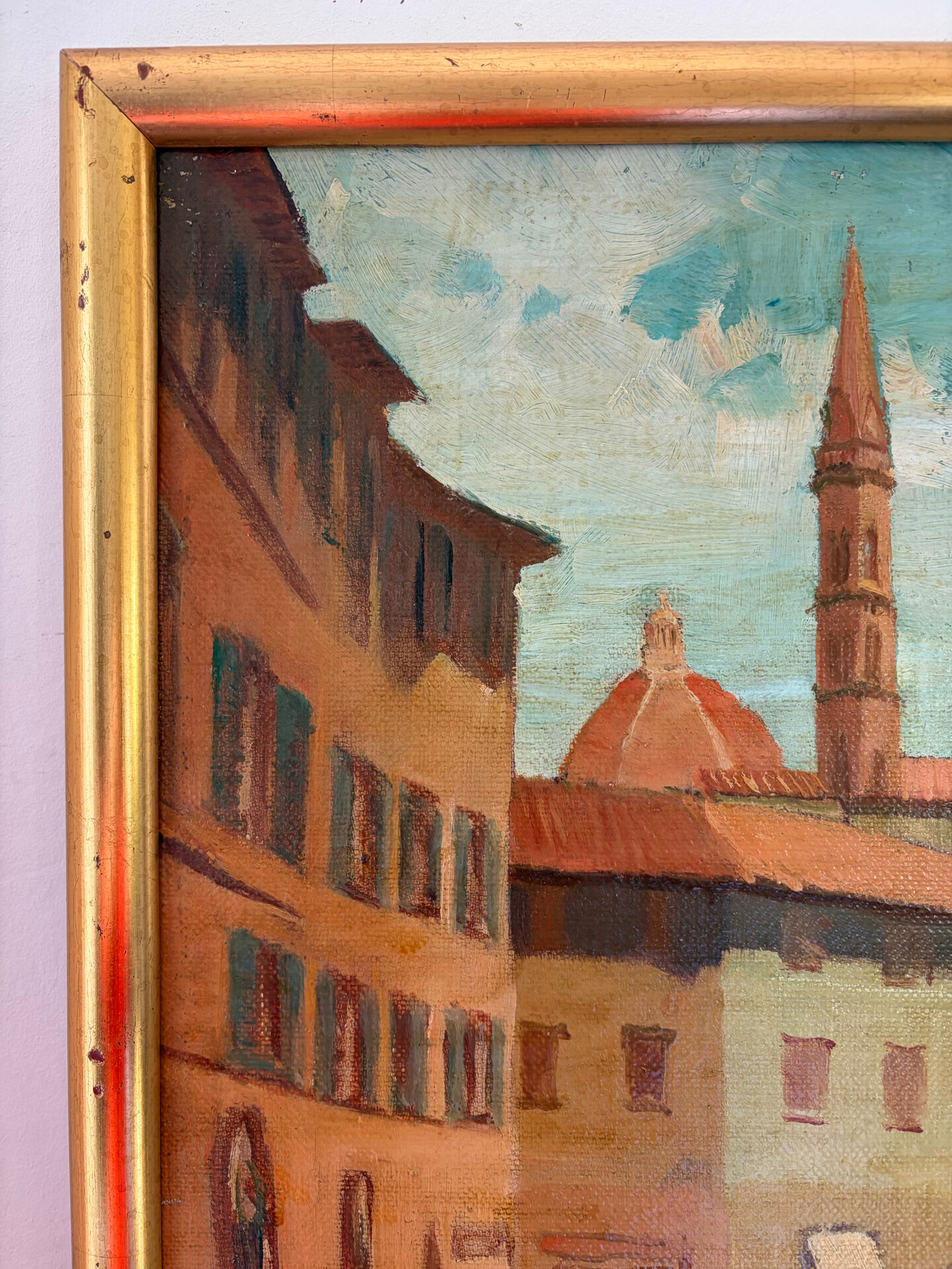 View of Florence, oil on canvas signed Desmet