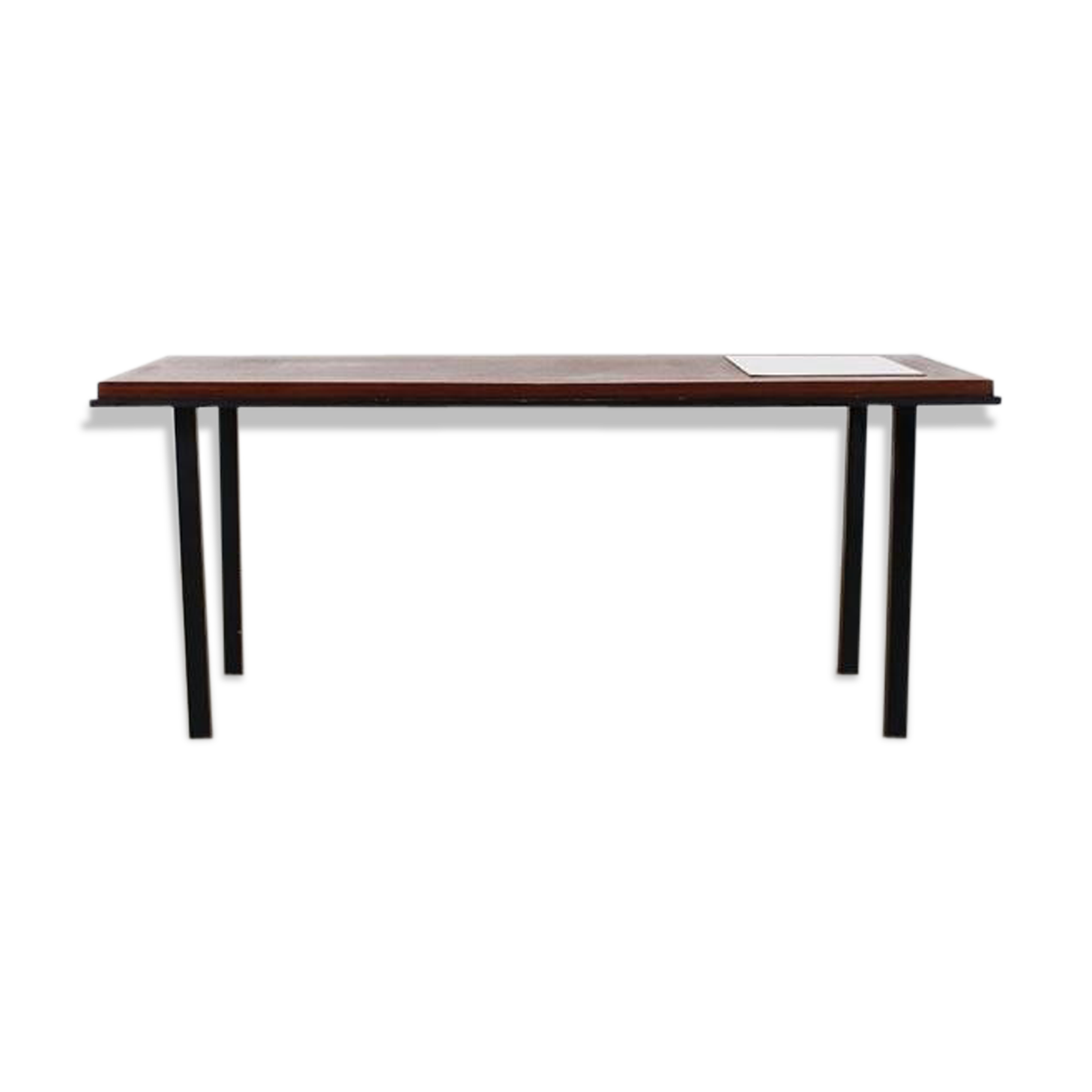 Table basse vintage avec encastrement en formica blanc Belgique 1965