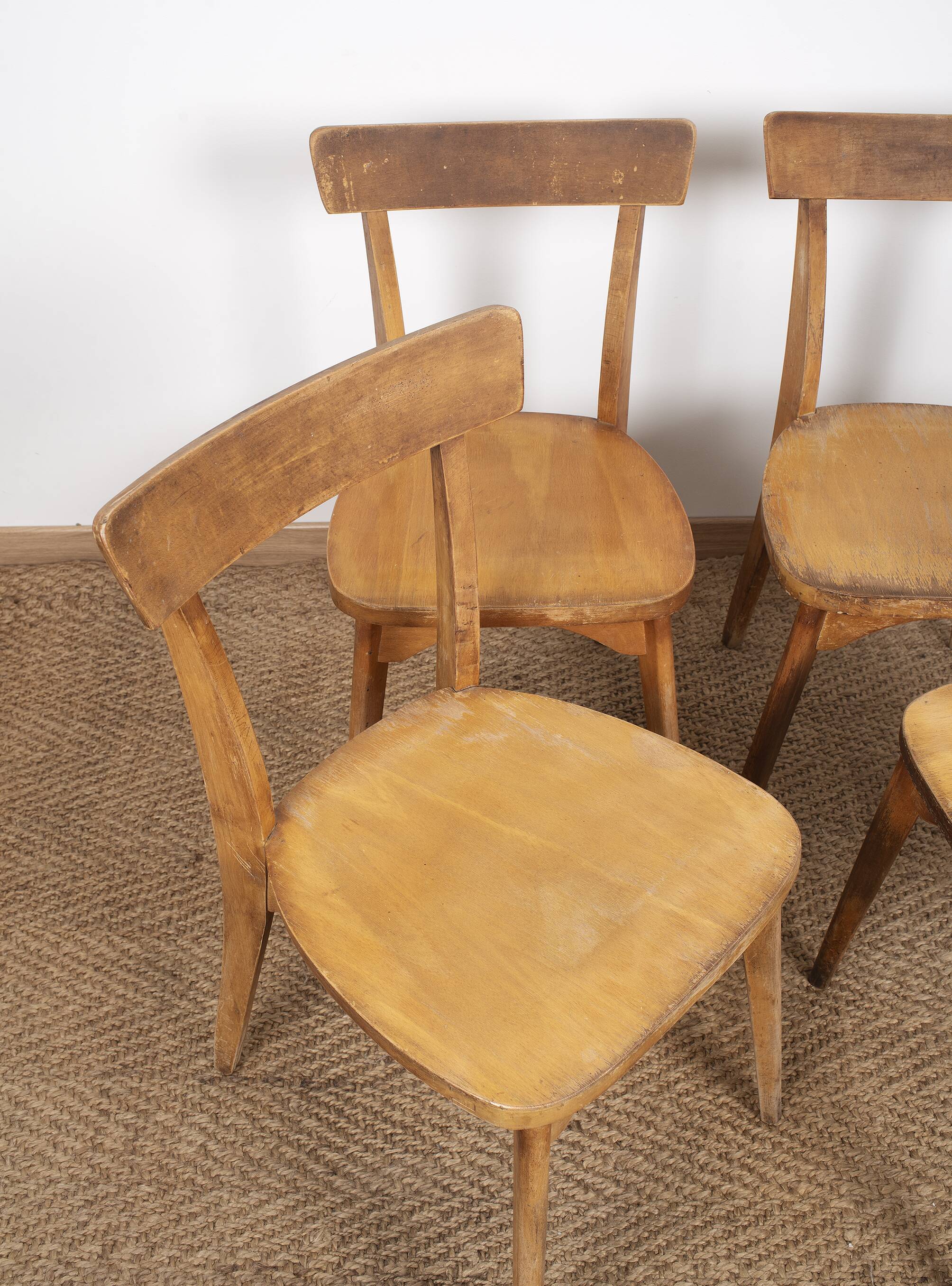 Ensemble de 4 chaises de bistrot luterma, estampillées