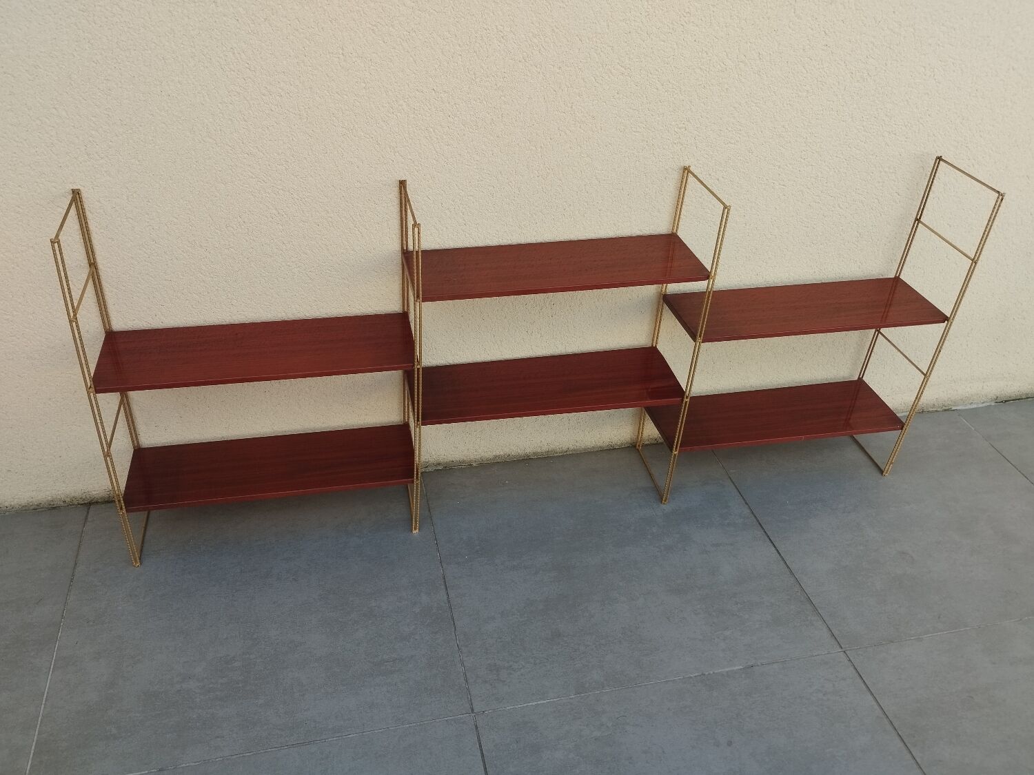 Vintage metal string shelves