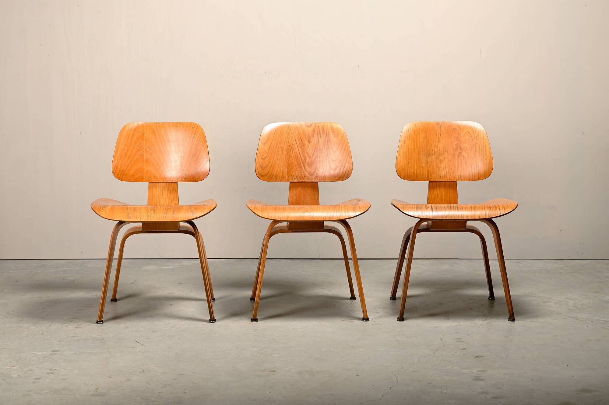 Charles and Ray Eames Early DCW Ash Plywood Dining Chairs for Herman Miller