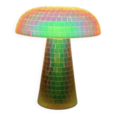 Lampe champignon mosaïque jaune et verte – effet lumineux