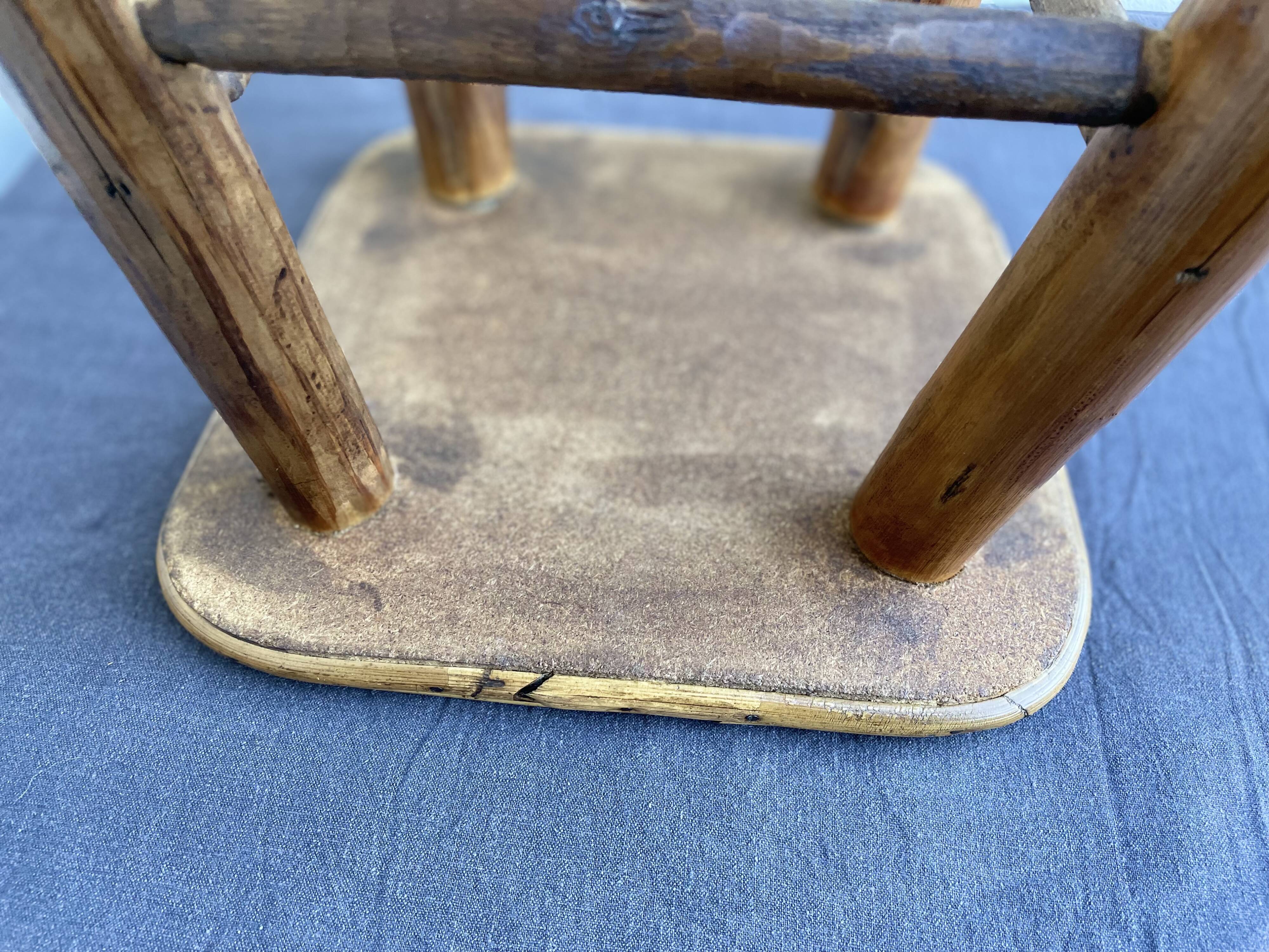 Chestnut and bamboo stool