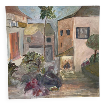 Huile sur panneau paysage