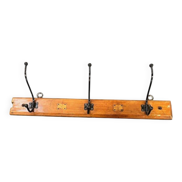 Vintage industrial wooden wall coat rack / wall coat rack